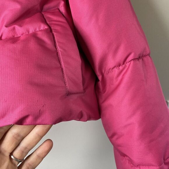 UNREAL FUR Puffer Jacket Womens Large L Barbie Pink Phaedra Cropped - Picture 12 of 12